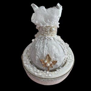 Hand Crafted Small 3" Ivory Shabby Chic Holiday Ornament